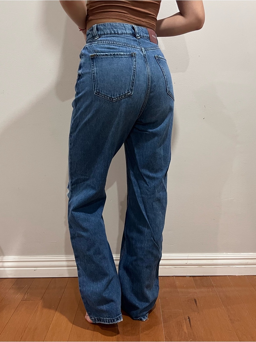 Zara High-Waist Blue Distressed Baggy Jeans women’s